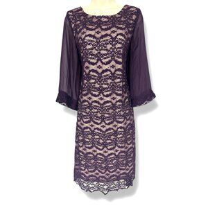 Purple Lace Sparkly Special Occasion Dress Size 16W 1X Wedding Mother Bride Plus